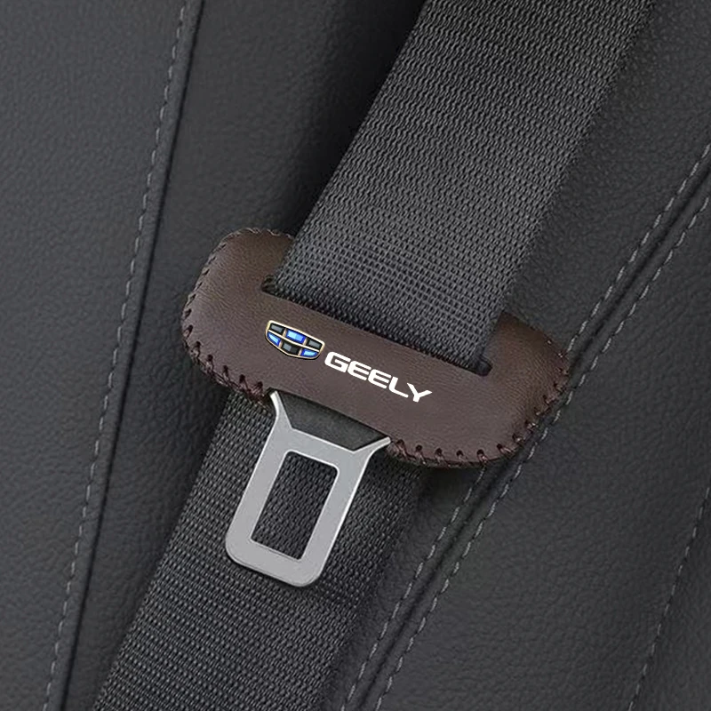 2pcs Car Seat Belt Buckle Cover Leather Protector Anti-collision Case For Geely Coolray Atlas Boyue NL3 Emgrand X7 EX7 GT GC9