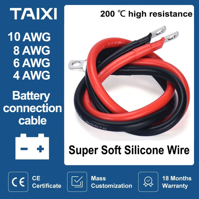 Câble De Connexion De Batterie 10/8/6/4 Awg Avec Cosse, Fil En Silicone  Super Doux, Pour Onduleur De Voiture - Connecteurs - AliExpress