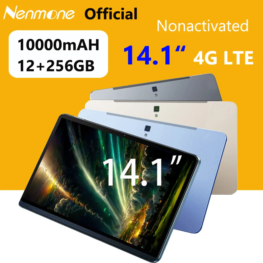 글로벌 버전 14.1인치 1920x1080 대화면 태블릿 PC 4G LTE 8+16MP 12+256GB 5G WiFi 2 in 1 14인치 태블릿 안드로이드 14 한국어 버전