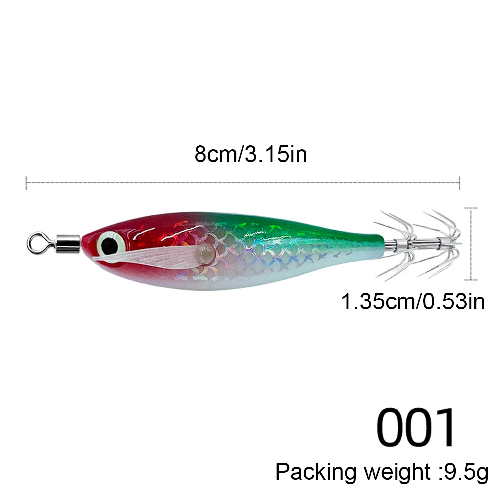 Luminous Squid Hook Squid Fishing Lure Double Hook Cuttlefish Attracting Lure Glow In The Dark Squid Bait for Night Fishing