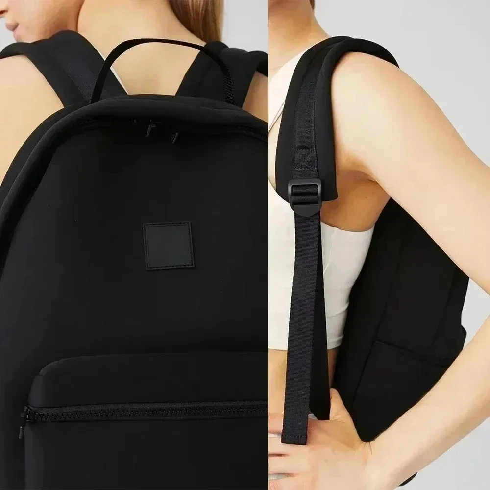 AI Men and Women's Travel Sports Includes Small Pouch Stow Backpack Water-resistant Matte Neoprene Black Yoga Fitness Bag 5