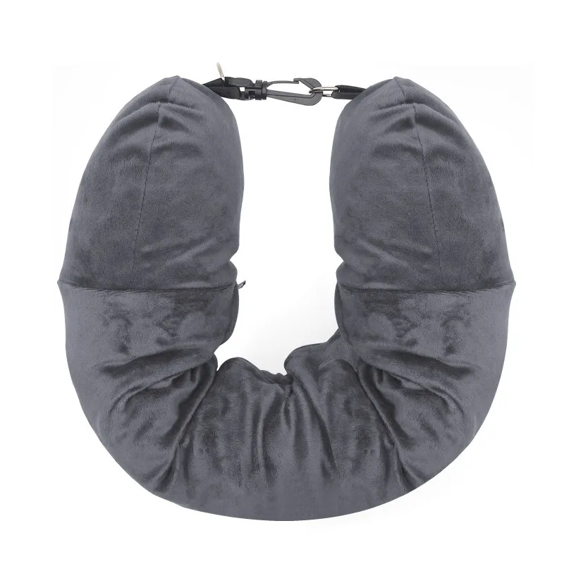 Portable Travel Neck Pillow - Self-Filling, Plush Support Cushion with Travel Bag