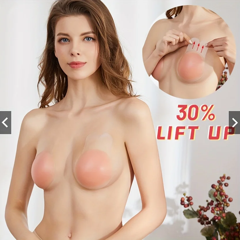 1Pairs Silicone Nipple Cover Lift Up Bra Sticker Adhesive Invisible Bras Chest Patch for Women Reusable Chest Breast Petals Pads 4