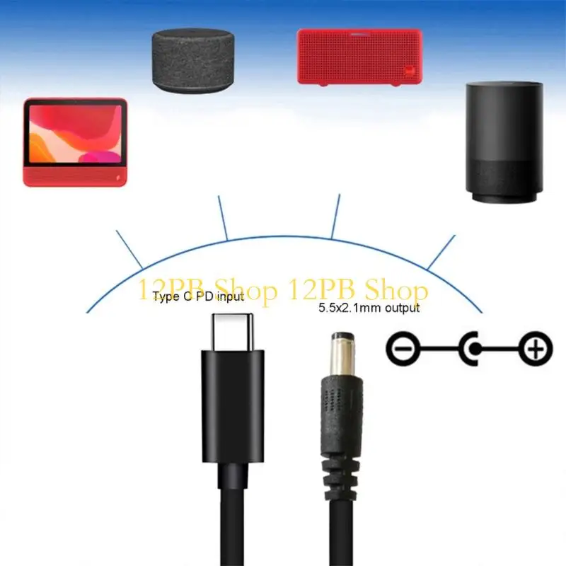 여러 장치용 DC5.5x2.1mm 12V 전원 공급 장치용 12PB 유형 C 및 USB 어댑터 케이블