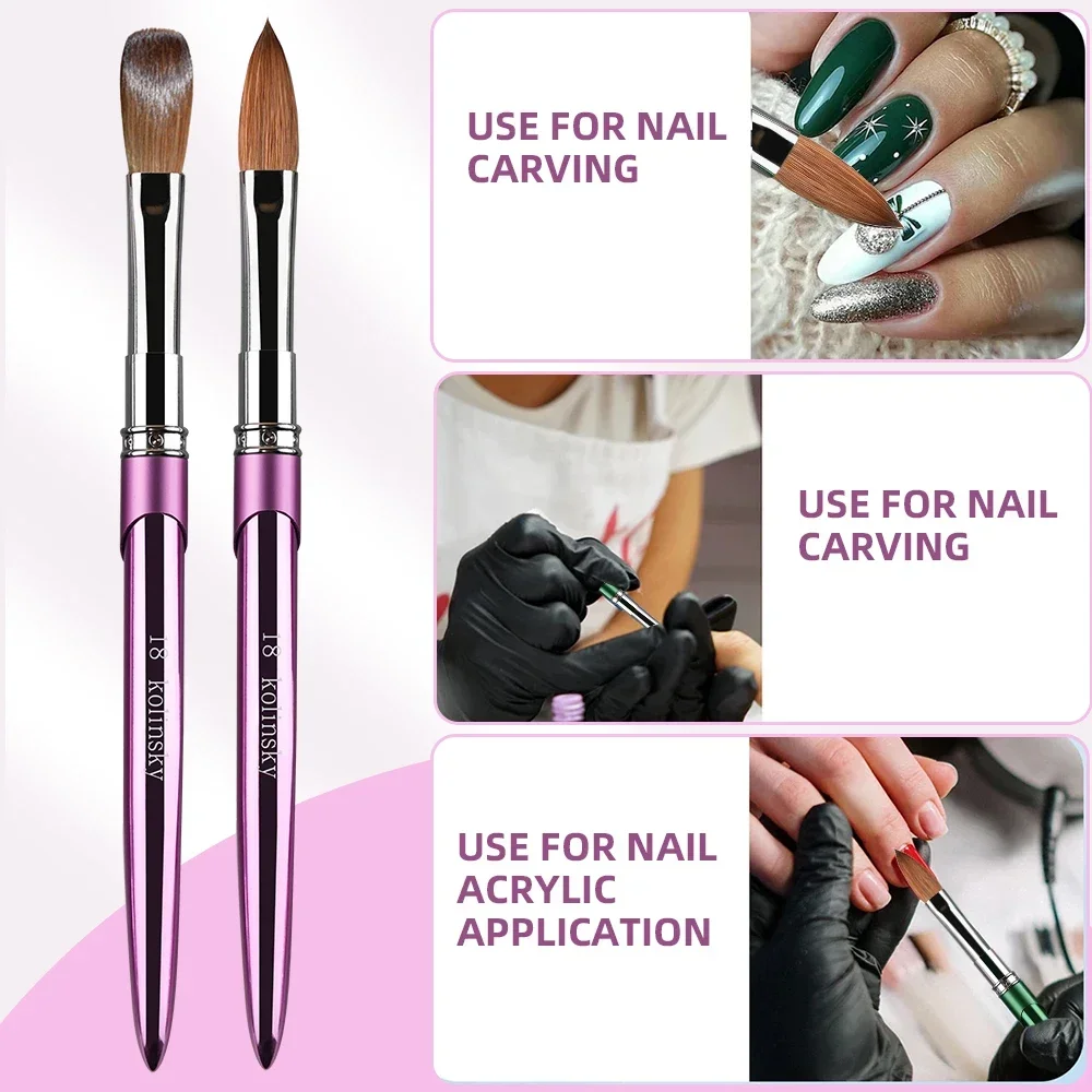 Professional Kolinsky Acrylic Nail Brushes – Black Handle, Sizes 8-24 – US Shipping
