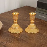 2pc European Style Metal Candlestick Candles Holders Gold Silver Dropshipping Wedding Ramadan Eid Religion Decorations Home 2