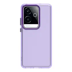 Matte Translucent Frosted Phone Case with TPU Edge Bumper for Realme GT6 China (Purple)