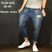 Distressed Denim Jeans Men Harem Hiphop Stretch Boys Ankle Length Pants Loose Plus Size 40 42 44 46 48 Teenagers Male Trousers 1