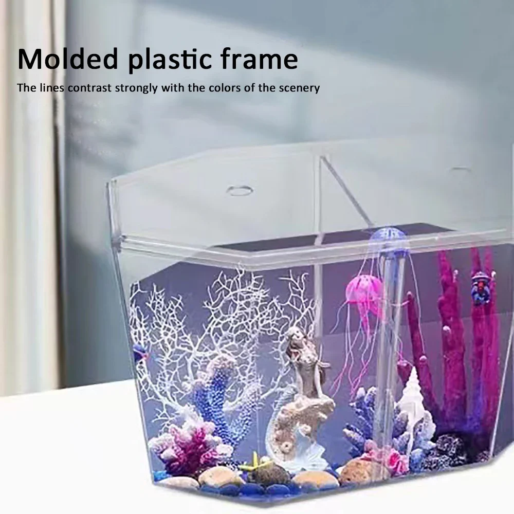 Transparent Acrylic Betta Fish Tank Double-grid Rhombus Guppy Aquarium Hatching and Breeding Isolation Box