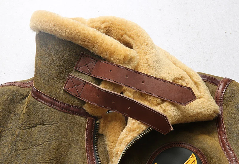 Description Picture 3 of itemEuropean High Quality Super Warm Genuine Sheep Leather Jacket Mens Big Size B3 Shearling Bomber Military Pilot Fur Coat
