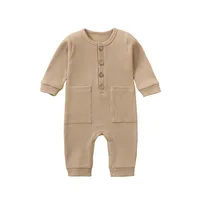 New Style Baby Jumpsuit Spring and Autumn Long Romper Newborn One-piece Long Sleeve Pure Cotton Pocket Romper Loungewear 2