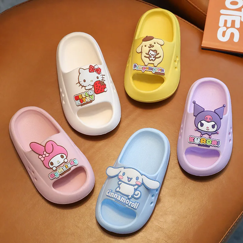 

Сандалии Sanrio детские на нескользящей подошве, аниме, Hello Kitty, цвет Коричный, платформа, удобные уличные пляжные Тапочки