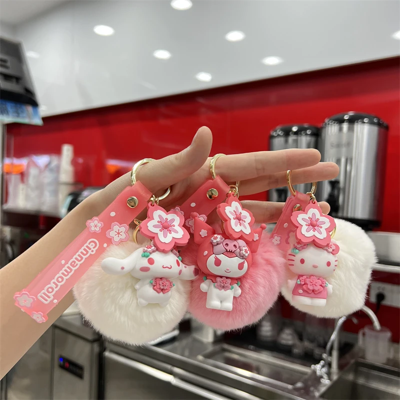 

Sanrio Kawaii брелок Hello Kitty Pink Kuromi Melody Cinnamoroll автомобильное кольцо для ключей, украшения для девочек, праздничные подарки