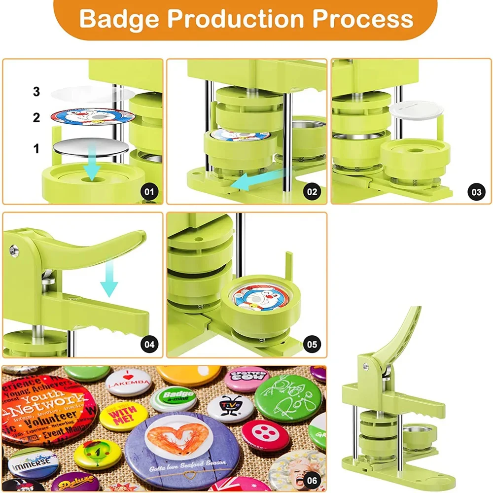 DIY Button Making Machine Badge Button Pin Maker Machine Multiple Size Sets 300Pcs Parts + Circle Cutter + 3 Molds + Tools Badge Maker Button Maker Machine