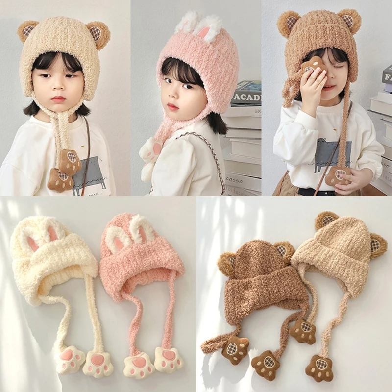 

Мультяшная детская шапка с ушами и изображением животных, дизайн детского теплого чепчика