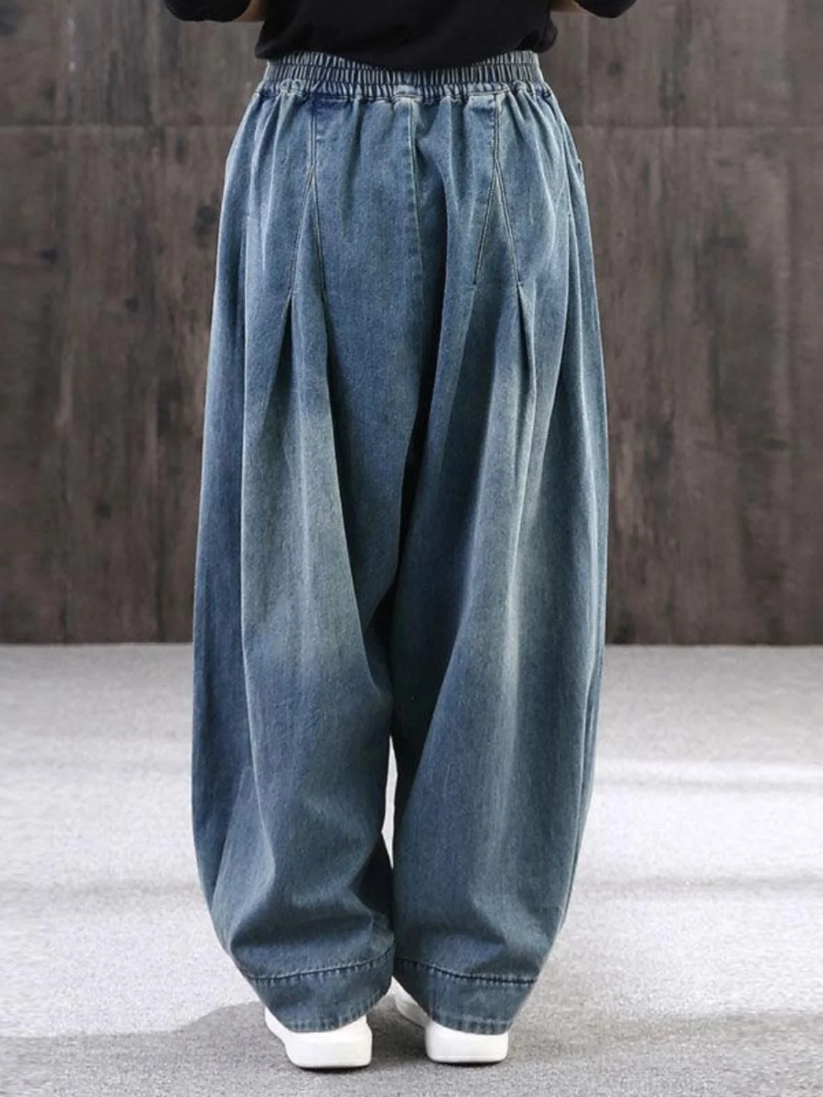 Summer Loose Large Size Harem Jeans Women's plus Size Lantern Pants Casual Versatile Mom Jeans High Waist Deep Color