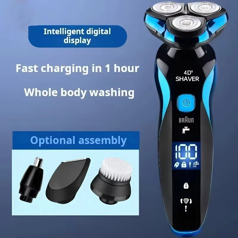 Electric Shaver 4D For Men Electric Hair Clipper USB Rechargeable Professional Hair Trimmer Cutter Wet-Dry Use