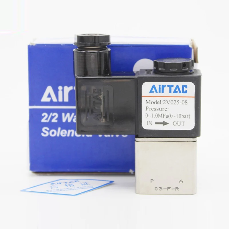 

Соленоидный клапан для жидкости AIRTAC 2V02506/08, 220 В переменного тока/24 В постоянного тока, 2V025, встроенный Соленоидный клапан