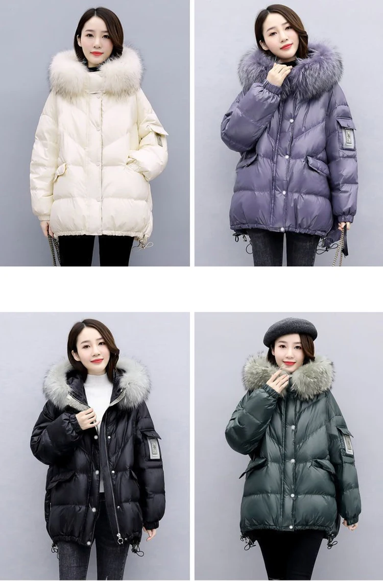 inverno gola de pele grande branco para baixo pato neve parka com capuz inverno para baixo casaco feminino pato branco para baixo jaqueta grossa quente parkas