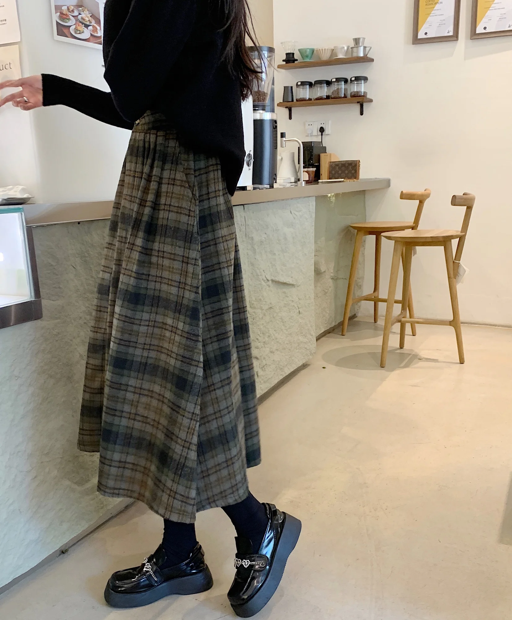 New Skirt Fashion Casual Women Vintage Plaid Elegant Elastic High Waist A-line Office Harajuku Streetwear Midi Skirt 2022 long skirts