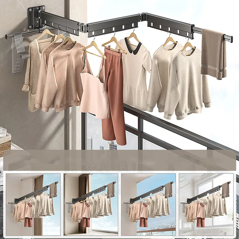 Clothes Drying Rack Aluminum Alloy Folding Drying Rack Wall-mounted Collapsible Space Saver Clothes dryer drying rack clothes drying rack