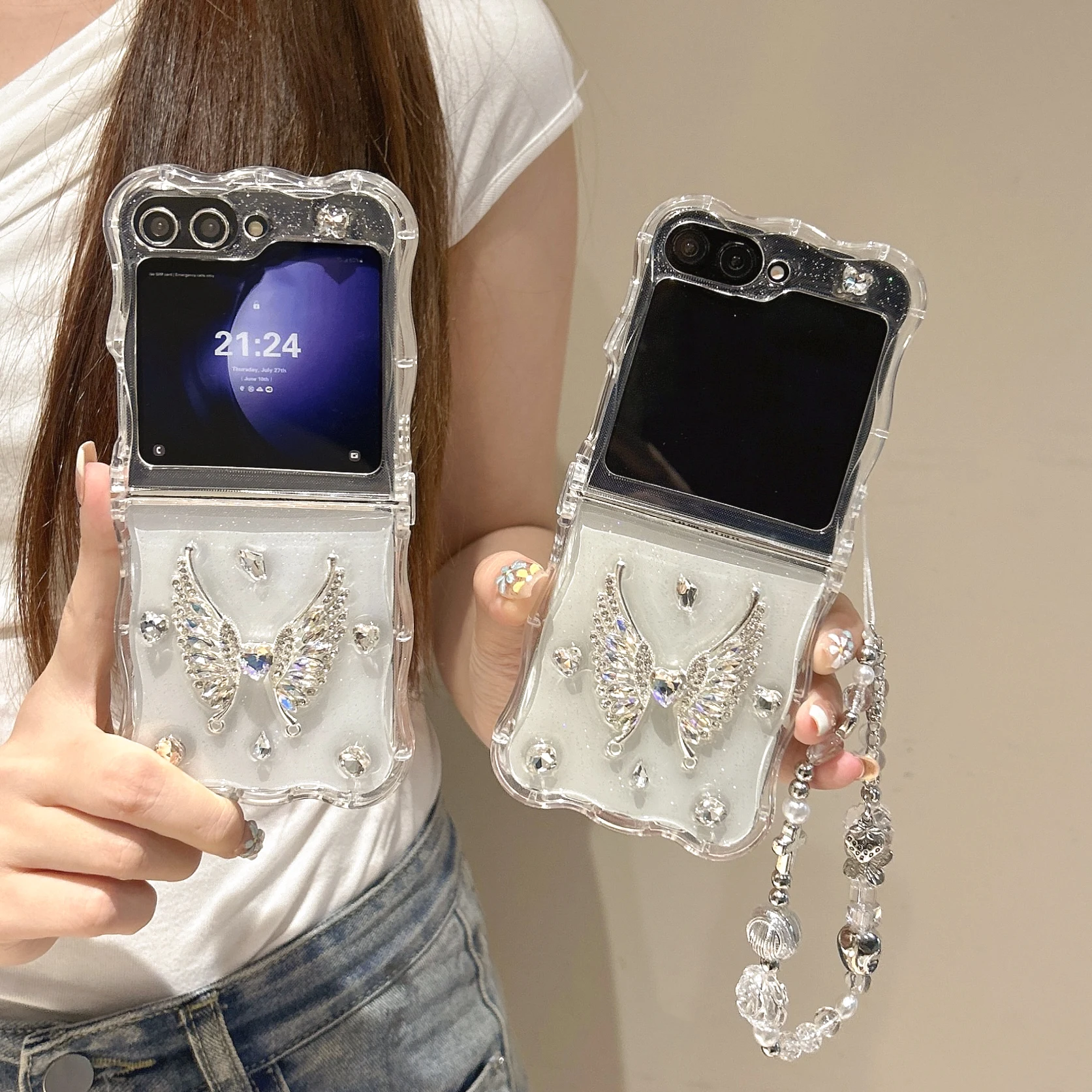 Cute Love Butterfly Shockproof Phone Case with Lanyard