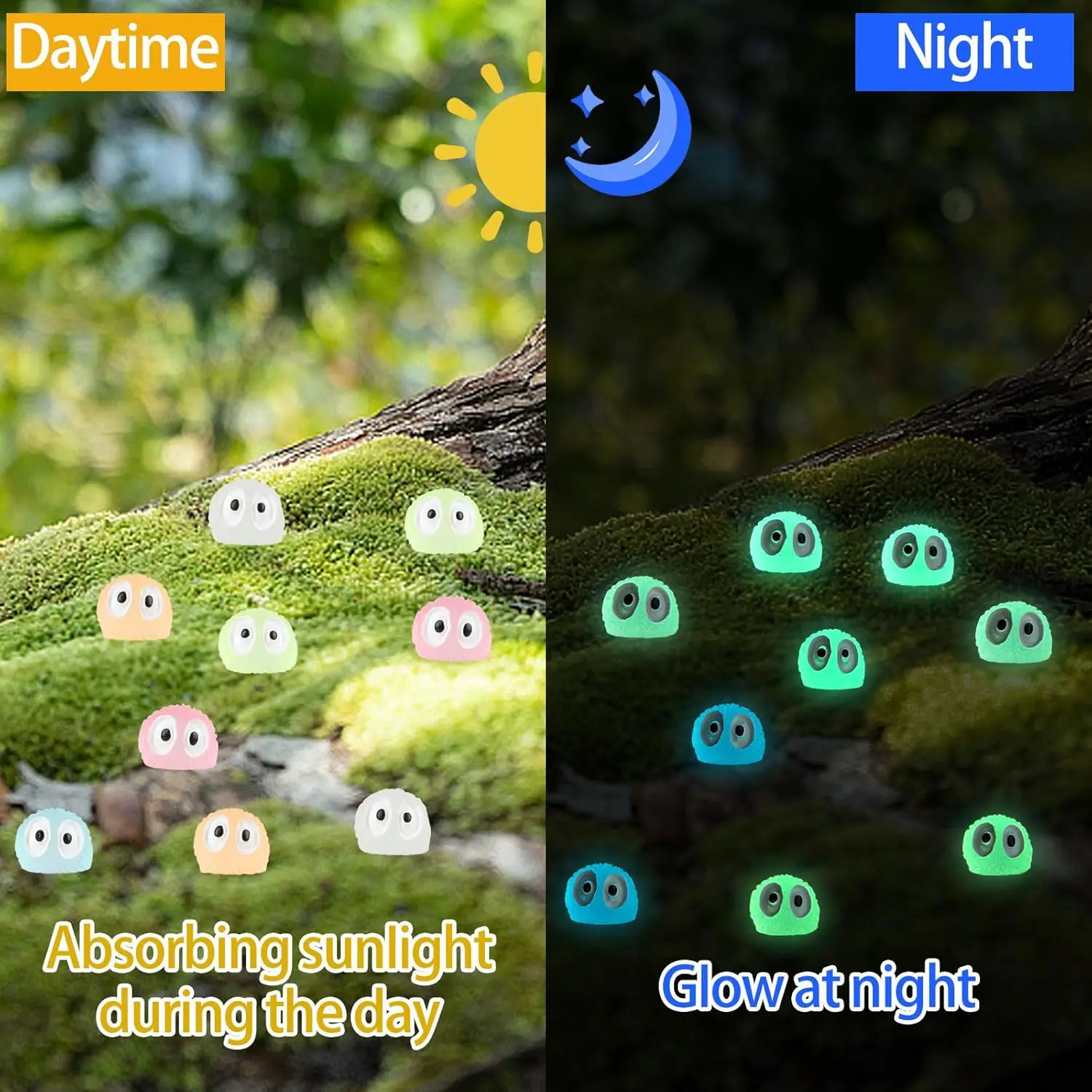 100/200Pcs Luminous Mini Resin Ghost Tree Elves Decorations Glow in The Dark Fairy Garden for Cake/Party Decor Glowing Miniature 3