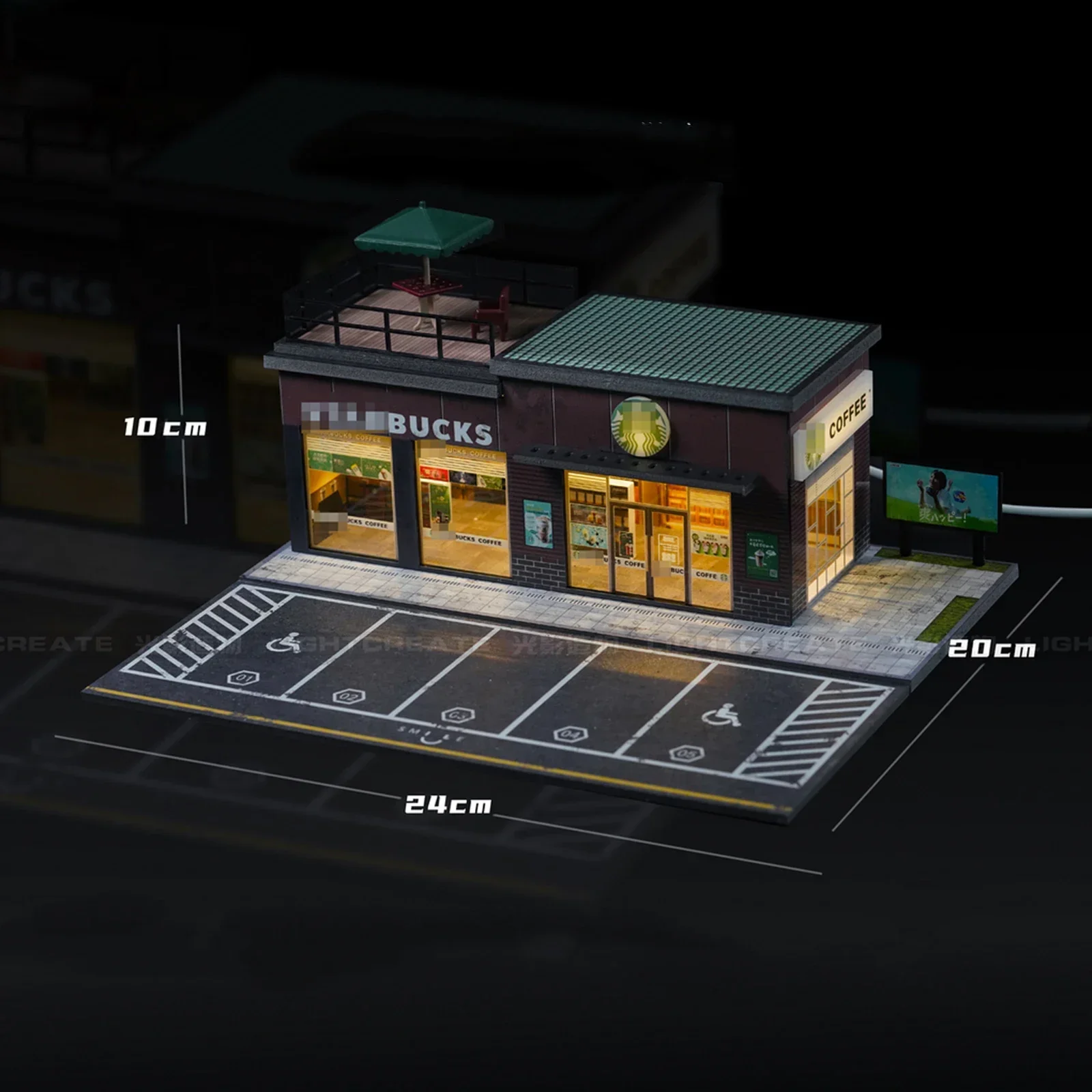 1/64 Diorama Car Garage Model City Street Coffee Shop Repair Workshop Scene Model Xmas gifts 4