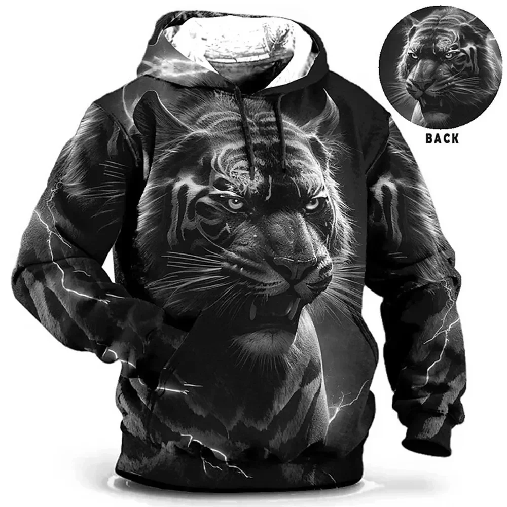 thumbnail image 1 of Sudadera con capucha para hombre, con estampado de tigre en 3D, holgada, de diseñador, para primavera y otoño, de manga larga, talla 4XL, ropa Harajuku Y2k de gran tamaño, 1 of 5