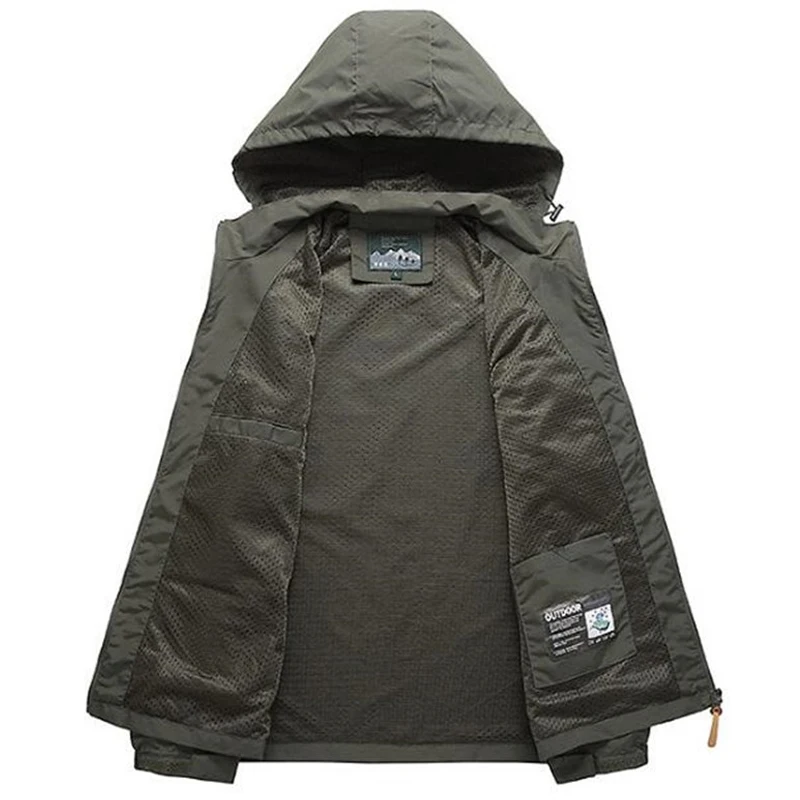 Outdoor Jackets Men Military Jacket Outwear Breathable Hoodie Casual Multi Pockets Coats Hiking Camping Sports Clothing 6XL 7XL - 4