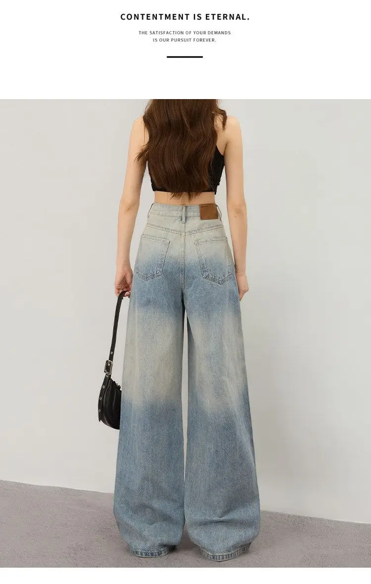 Jeans déchirés à jambes larges pour femmes, nouvelle tendance estivale, taille haute, amincissants, pantalons en denim amples et droits