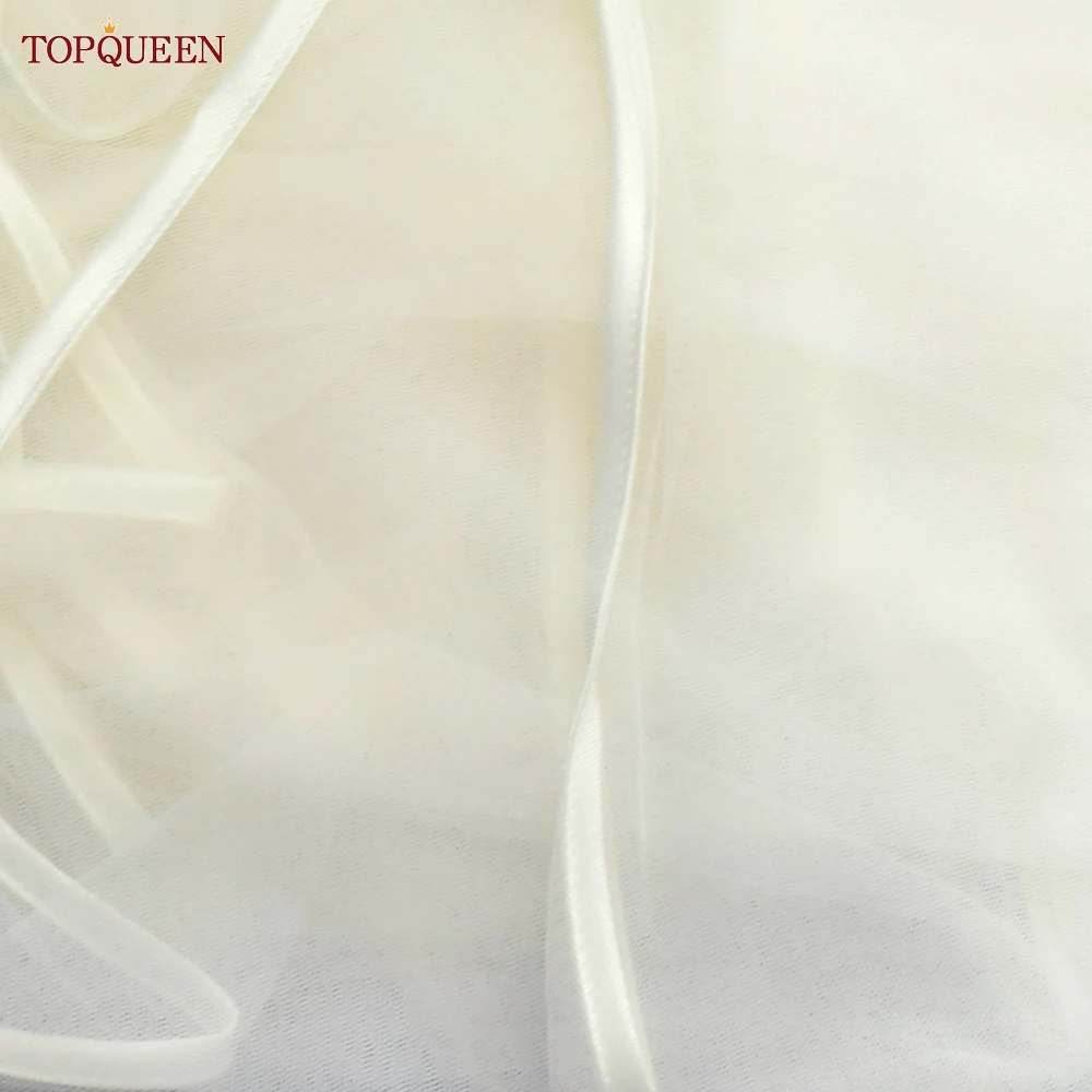 WHITE VEIL セット TOPQUEEN V97 Bridal Veils 2 Tier Wedding Veil With Ribbon