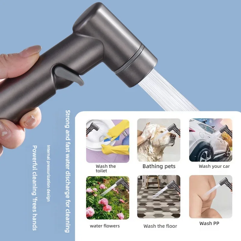 Zinc Alloy Angle Valve Wall Mount Toilet Bidet Sprayer Set One In Two Out Water Cleaning Sprayer for Bathroom Toilet Accessories