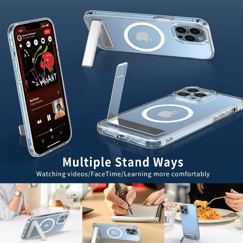 Magnetic Phone Case with Kickstand and Crystal Clear Stand Cover