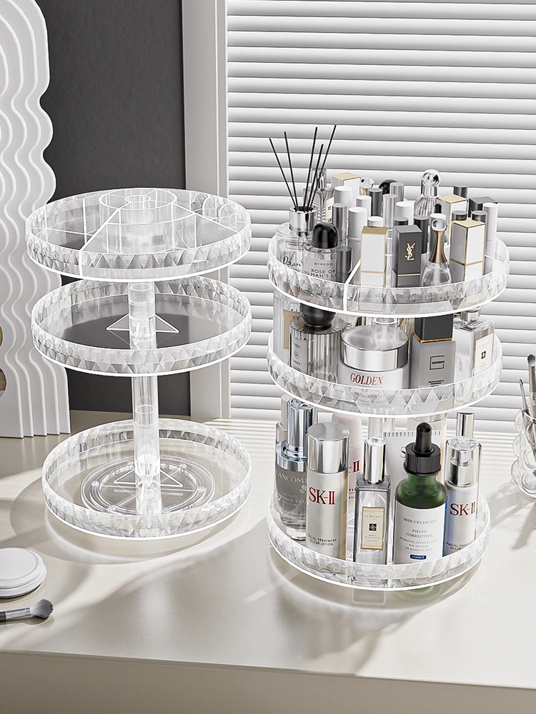 Acrylic Cosmetics Storage Box Nail Display Stand Rotating Makeup Organizer Holder Lipstick Skin Care Products Storage Shelf 5