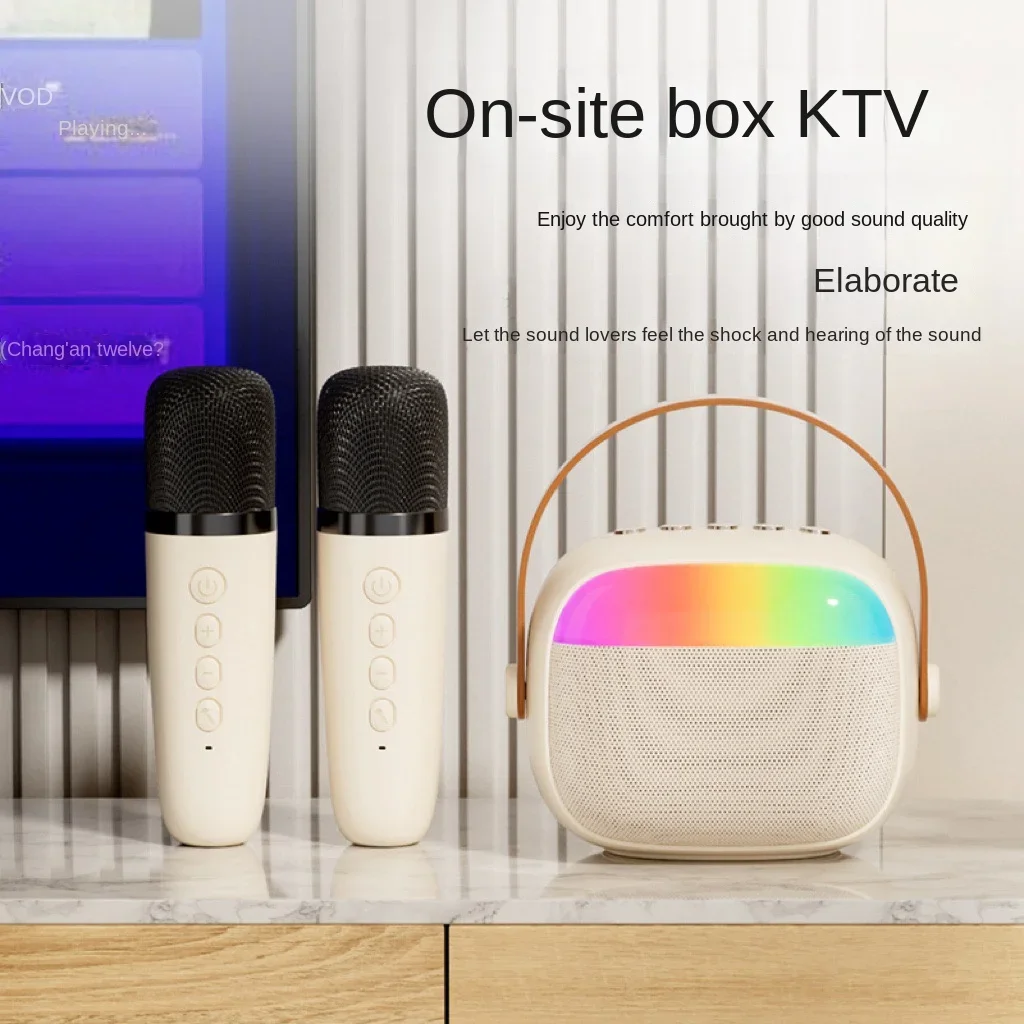 K30 노래방 기계 휴대용 블루투스 5.3 PA 스피커 시스템, 1-2 무선 마이크, 가정 가족 노래 어린이 선물