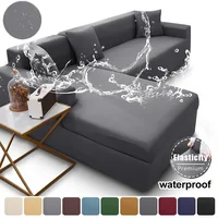 Waterproof Fully-wrapped Elastic Corner Sofa Covers 1/2/3/4 Seats Solid Couch Cover L Shaped Sofa Cover Protector Bench Covers 1