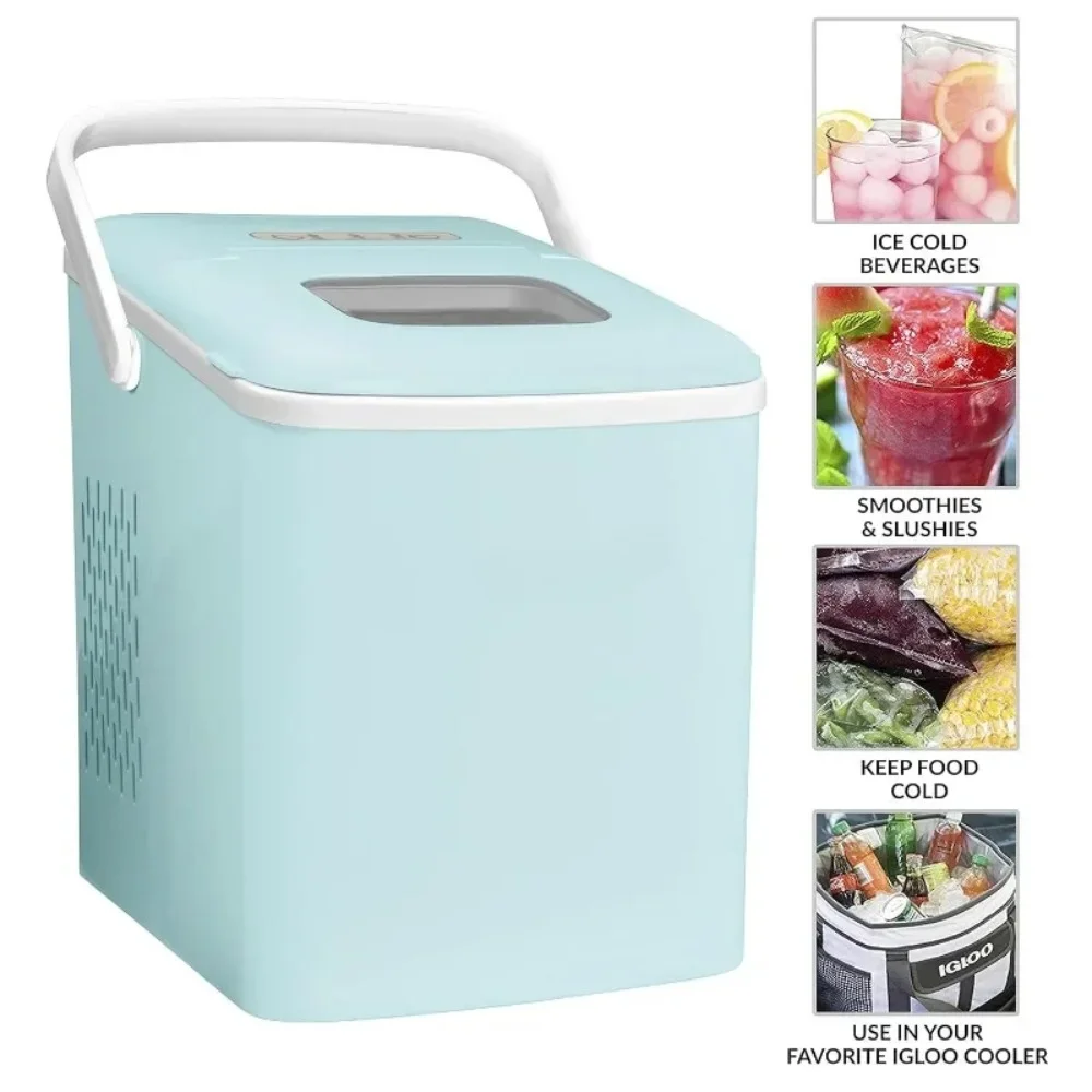 

HAOYUNMA Automatic Self-Cleaning Portable Electric Countertop Ice Maker Machine With Handle,With Ice Scoop and Basket