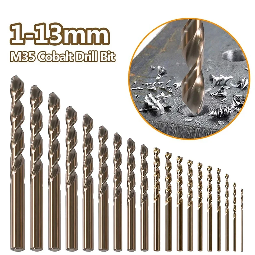 

1pc 1mm-13mm Cobalt HSS Drill Bit M35 For Stainless Steel Drilling Metalworking Titanium Coated Drill Bits Hole Opening Tool Set