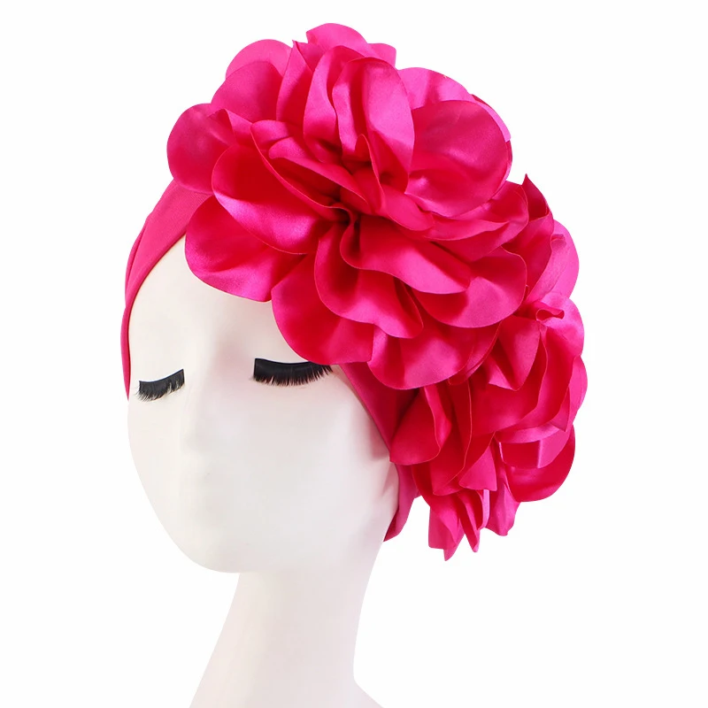 Big Flower India Hat Women\'s Turban Caps African ASO Oke Headtie Female Headscarf Bonnet Muslim Head Wraps
