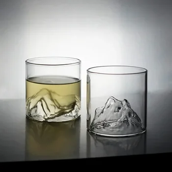 Piccola tazza da caffè in vetro trasparente Bicchiere da montagna Whisky Tè resistente al calore Bevanda Tazza di succo di latte Bicchieri Bicchieri da bere 1
