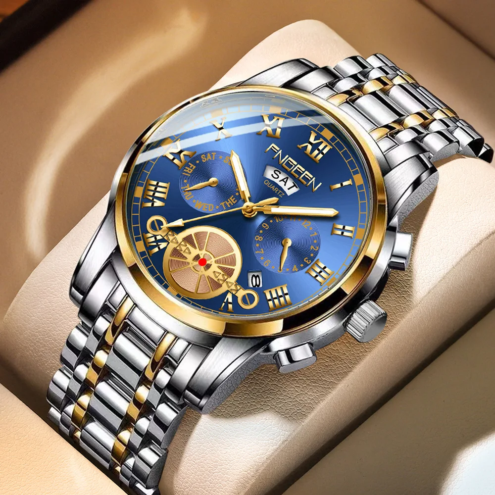 

Fashion Male's Business Quartz Watch Pointer Decoration Non-mechanical Trend Luminous Hand Clock Calendar Mens Sports Wristwatch