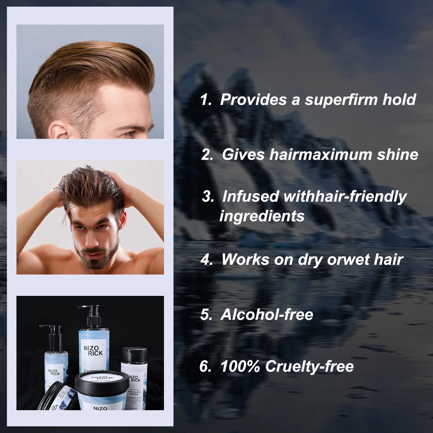 Men's hair gel water lasting styling micro-fragrance moisturizing styling gel spray