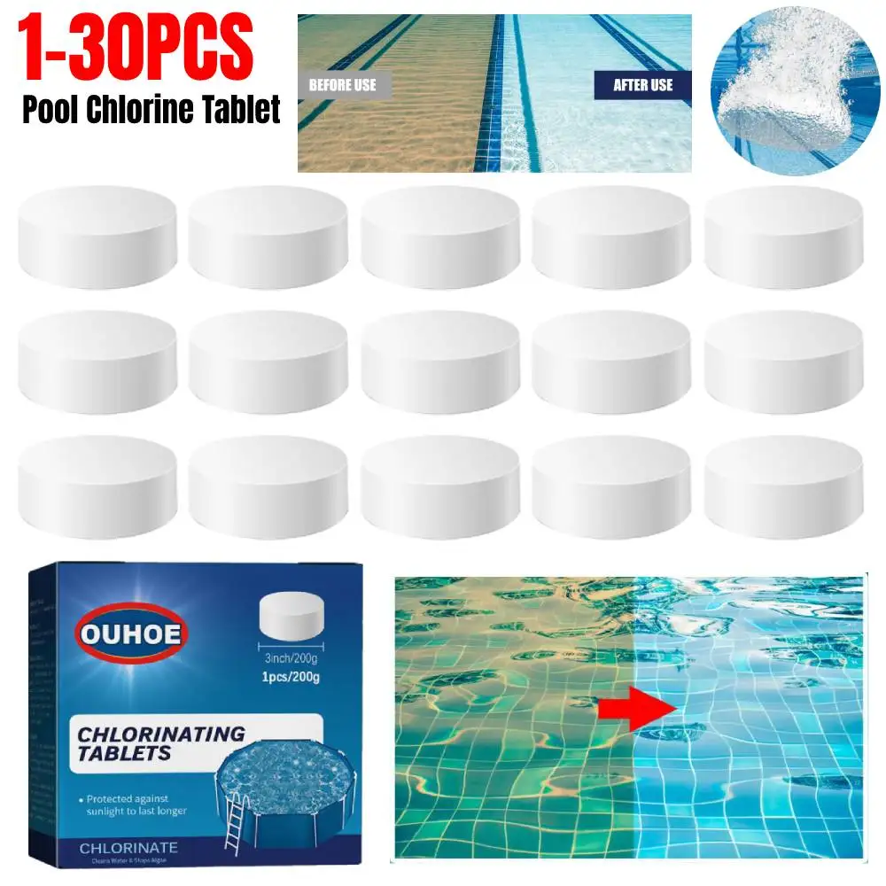 1 30pcs Pool Chlorine Tablets Instant Pool Clarification Chlorine Pills