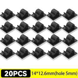 Self-Adhesive Cable Clips Organizer Set - Wire Holder & Cord Management for Desk, Car, and Home Office (20 Black)