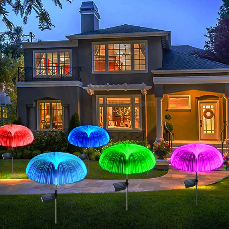 Luci Solari Per Giardino A Forma Di Lucciole, 160 LED, Pali In Acciaio Inox, Impermeabile IP44, Illuminazione Per Vialetti Ed Esterni - 5