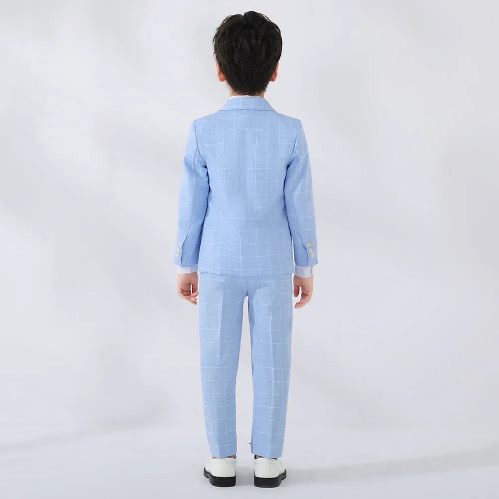Classic Kids Piano Clothing Sets Formal Checkered Baby Boy Wedding Suits Dresses Children Festive Costume Elegant School Uniform