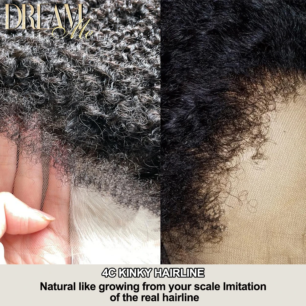 Kinky Curly HD Lace Closure Afro Curly Hair 4c Kinky Hairline HD Lace Frontal 5x5 6X6 13x4 13x6