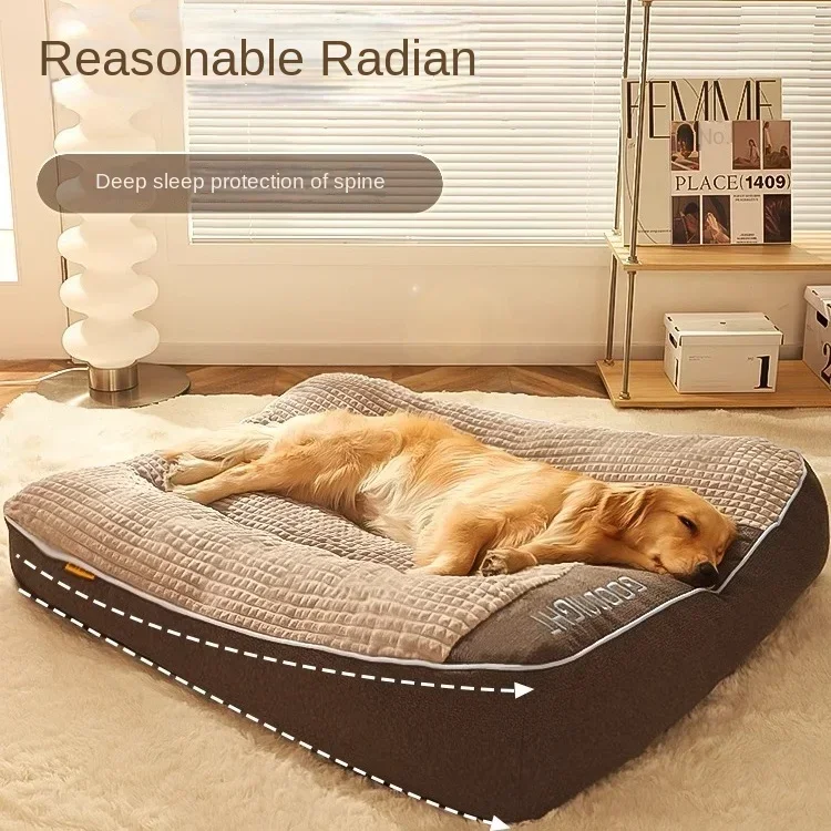 

Four Seasons General Kennel Medium and Large Dog Pet Sofa Golden Fur Dog Bed Dog Mat Kennel Warm Winter Sleeping Mat