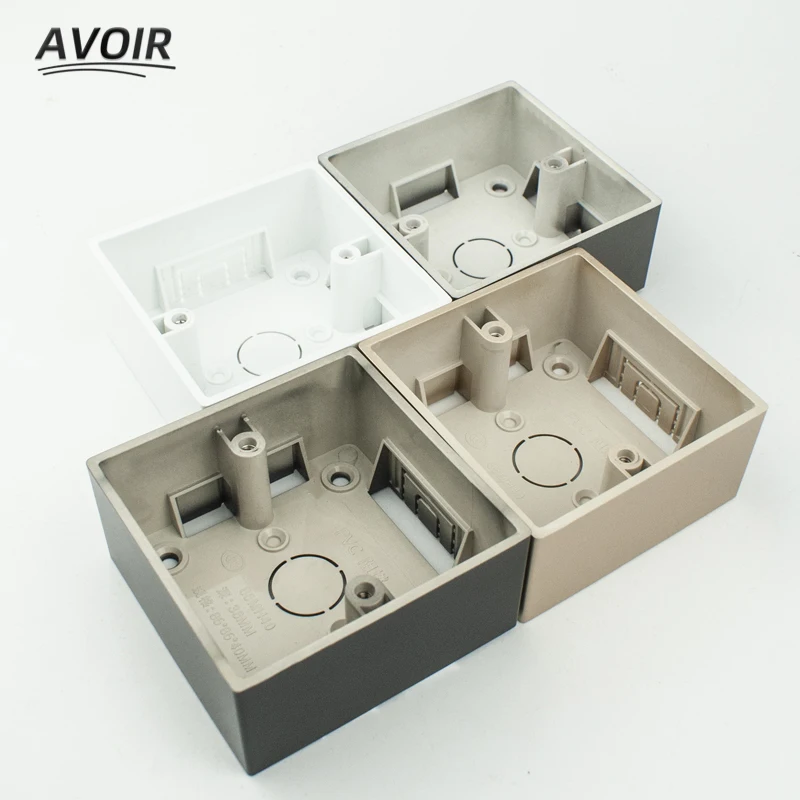 Avoir 86 Type Mounting Junction Box Surface Wall Stash Switch Socket Case Plastic External Installation Outlet Box White Black switch box,wall socket box,electric distribution box
